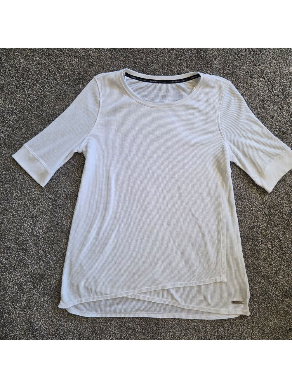 Calvin Klein Performance White Waffle Knit Pullover Top Size L/G